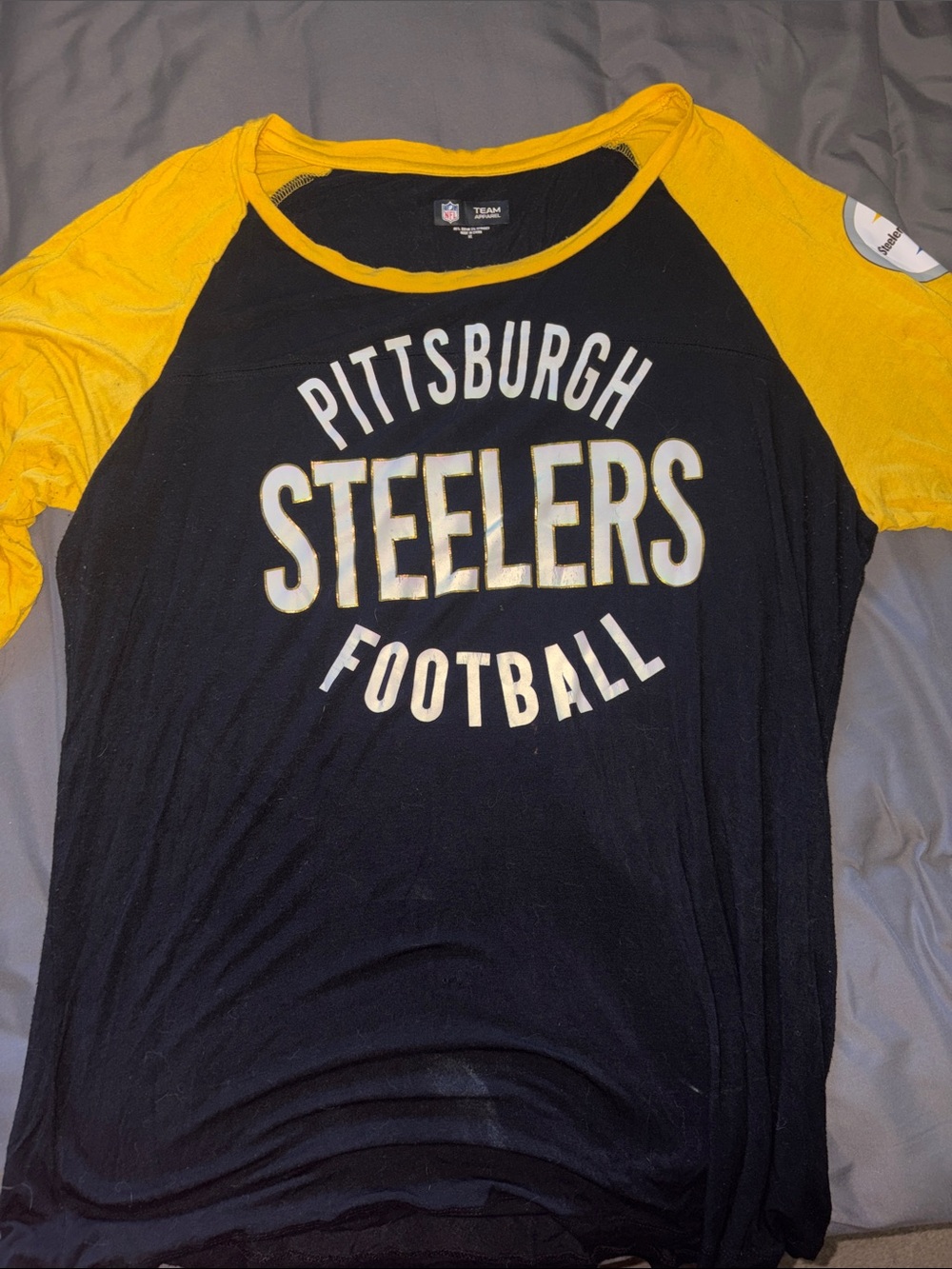 NFL Apparel Women's Black/ Gold Tee with Steelers print